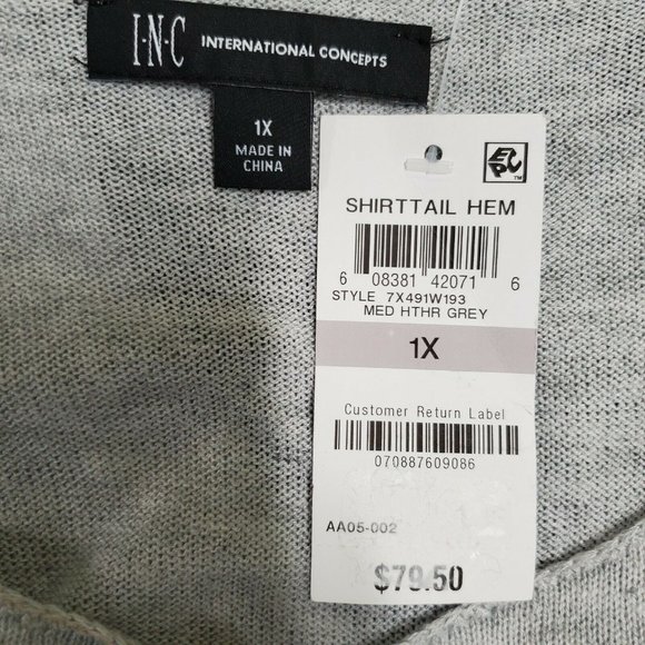 INC International Concepts Heather Grey Block Swea - Picture 7 of 9